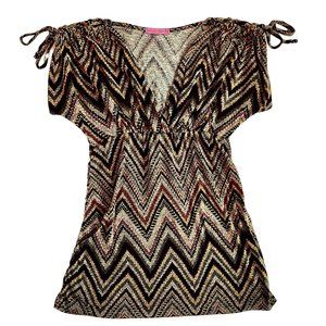 Maternal America Short Sleeve, Drawstring Shoulders, (Maternity Small)